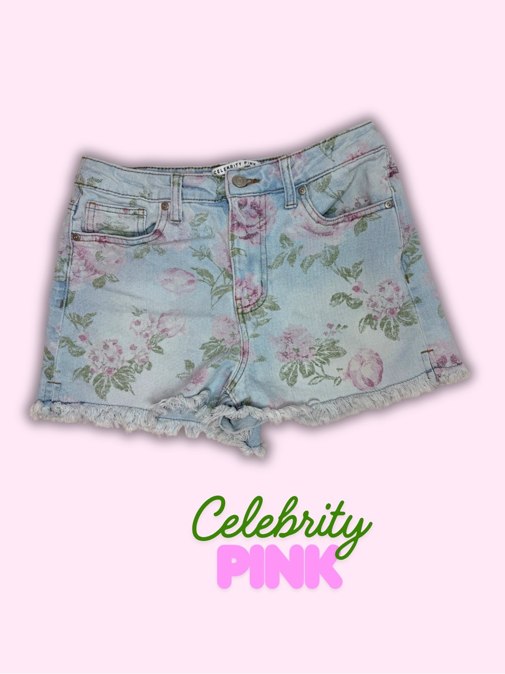 Celebrity Pink Floral Denim Shorts Size 7